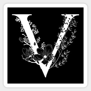 Letter V Monogram - Floral Initial Sticker